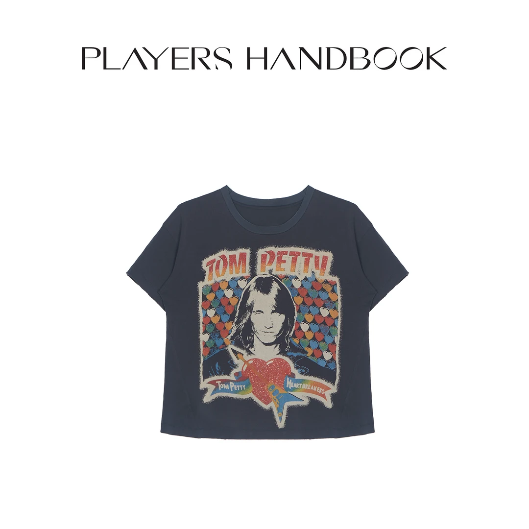 PH《古着T》夏季美式复古印花前长后短时尚休闲做旧短袖 PH1913