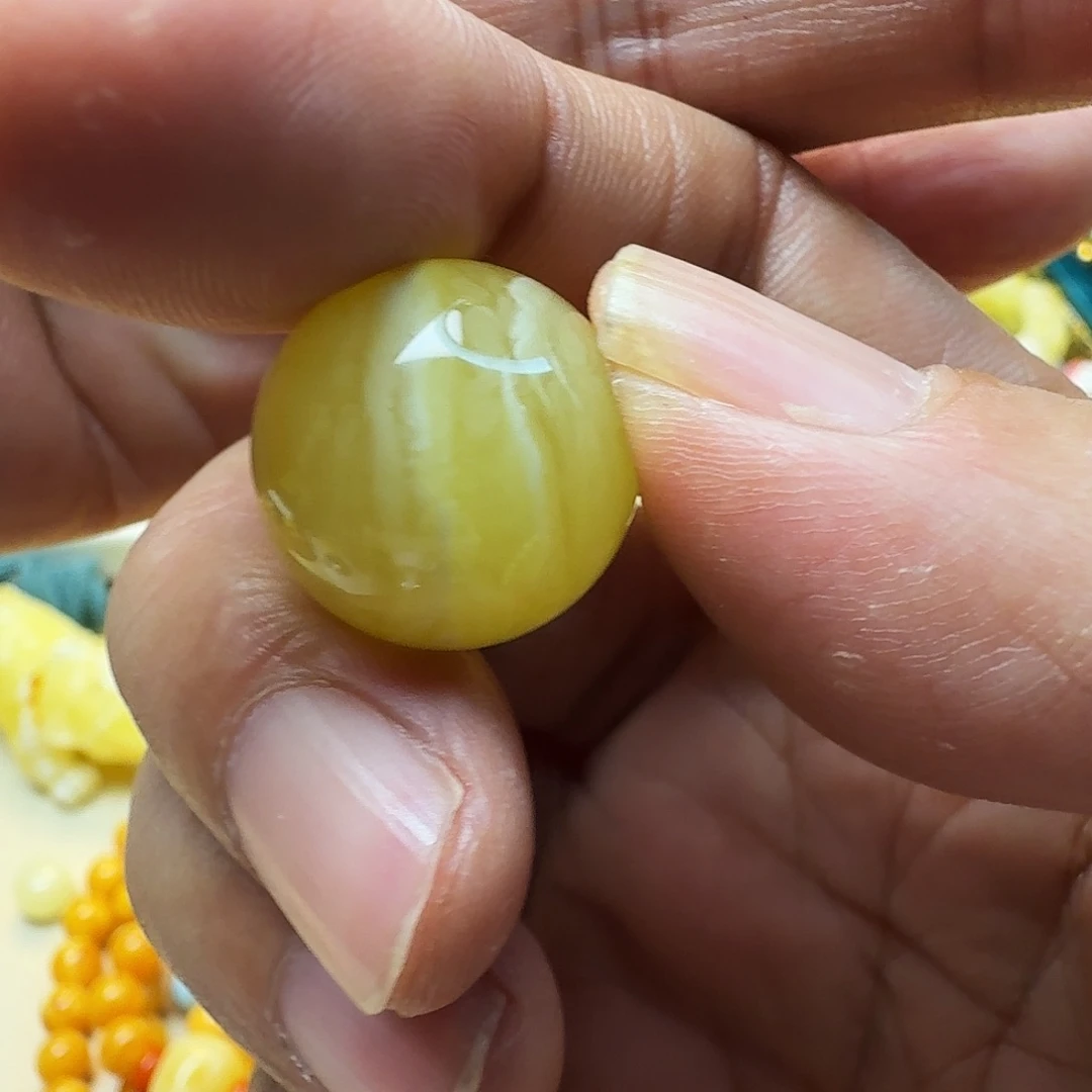 蜜蜡珠宝奇石未镶嵌18m虎皮焦皮单珠3.3