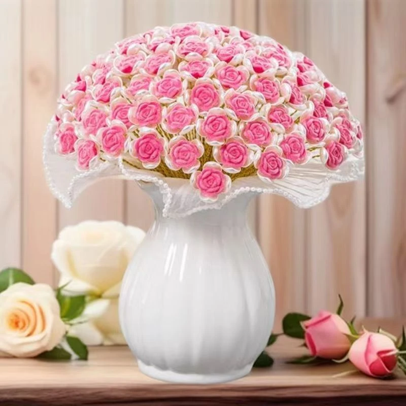 99朵植绒红玫瑰diy花束手工材料包编织66朵花束送生日礼物套闺蜜