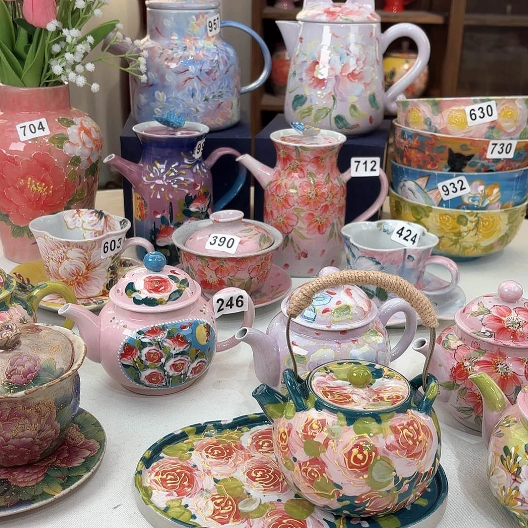 景德镇手绘高温釉下彩陶瓷茶具