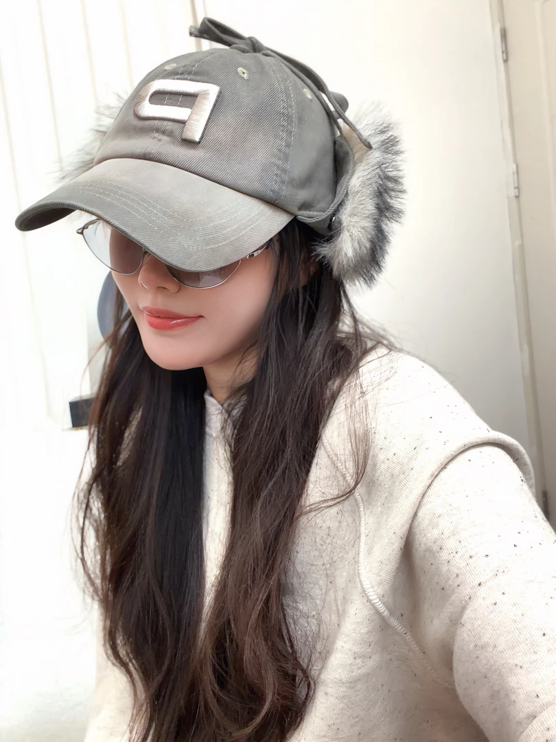 冬款护耳雷锋帽刺绣字母纯棉加厚毛绒耳罩保暖棒球帽刺绣鸭舌帽