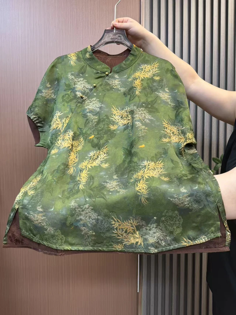 【翠竹】香云纱新中式国凤显瘦减龄百搭女士上衣复古气质