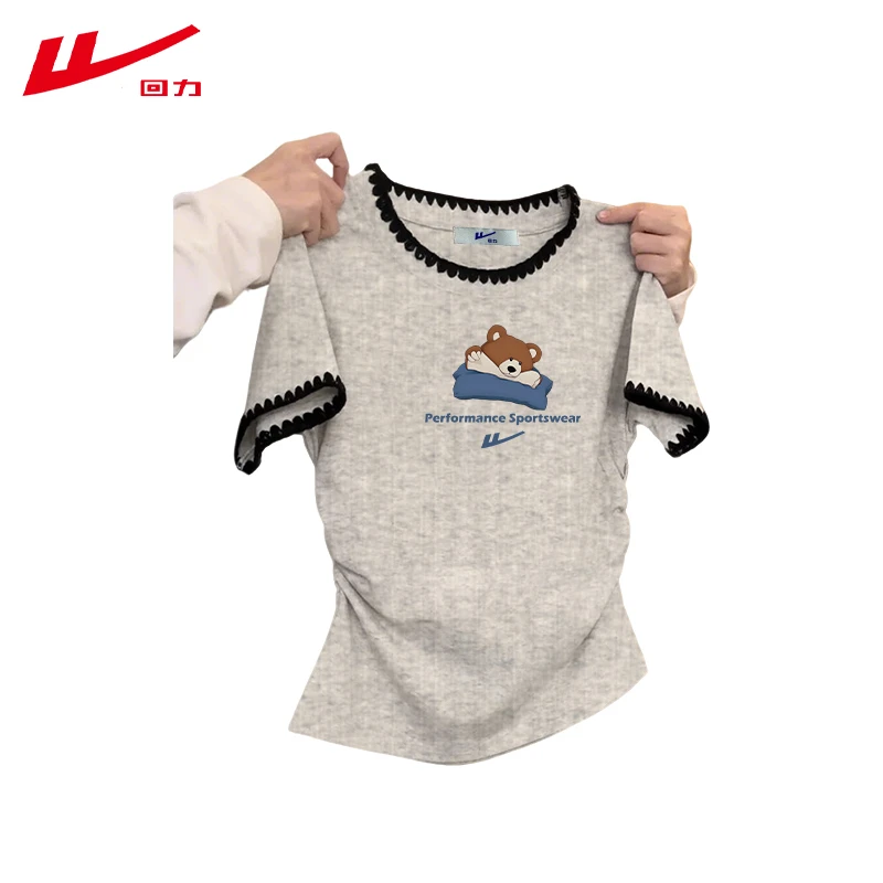 回力夏季2025新款夏装棉女生修身短款辣妹多巴胺冷淡系短袖T恤