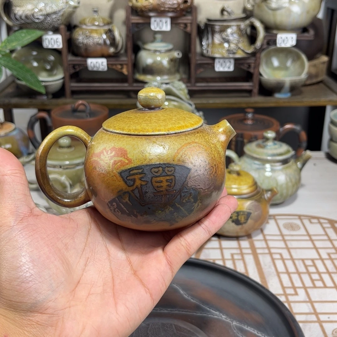 220cc白泥柴烧壶，建水紫陶古法传承裸坯柴烧