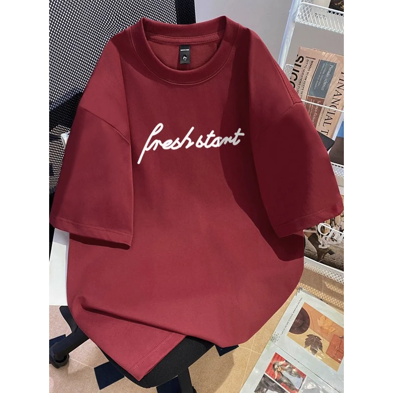 纯棉美式宽松短袖T恤2025夏季新款宽松休闲落肩袖设计ins男装短袖