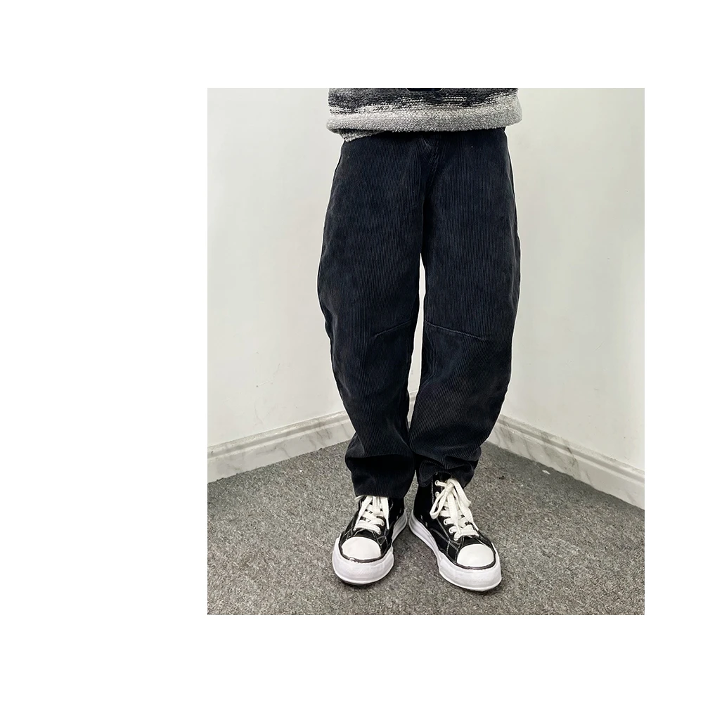 S.TYG-加绒加厚灯芯绒微锥冬季纯色休闲裤ins日系