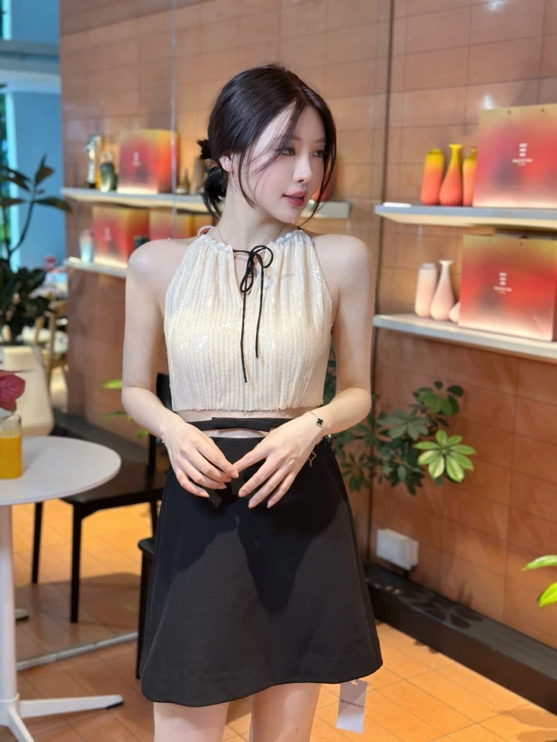 设计师品牌 ROCHA ROMA 亮片撞色连衣裙