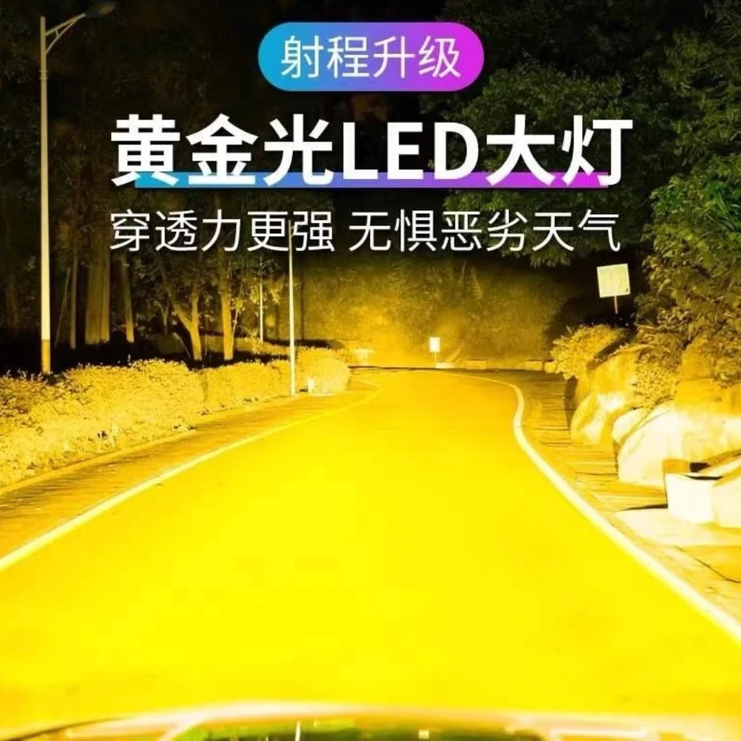黄金光led大灯h1h4h7h11黄金眼24v货车h3h16h8前雾灯超亮汽车灯泡