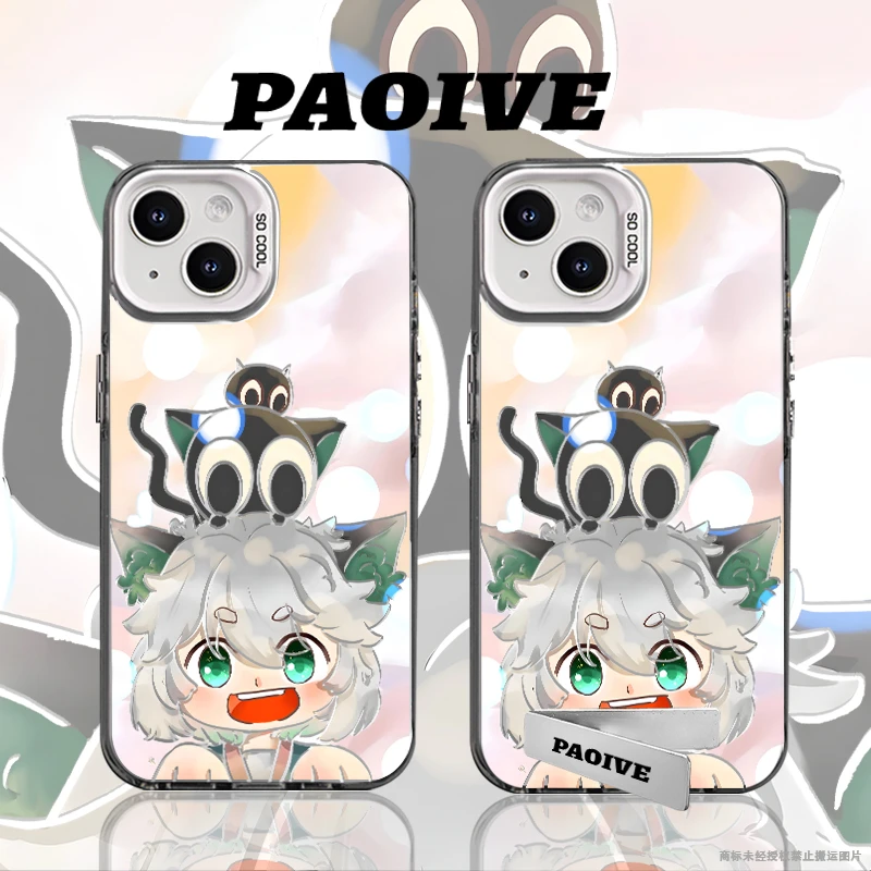 罗小黑适用苹果华为vivoiPhone小米三星防摔彩银手机壳