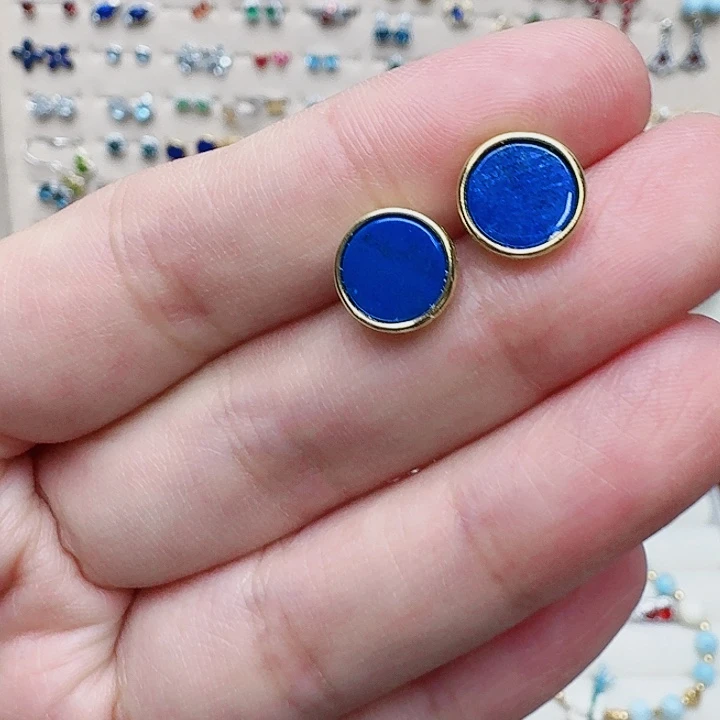 青金石耳饰未镶嵌耳钉317