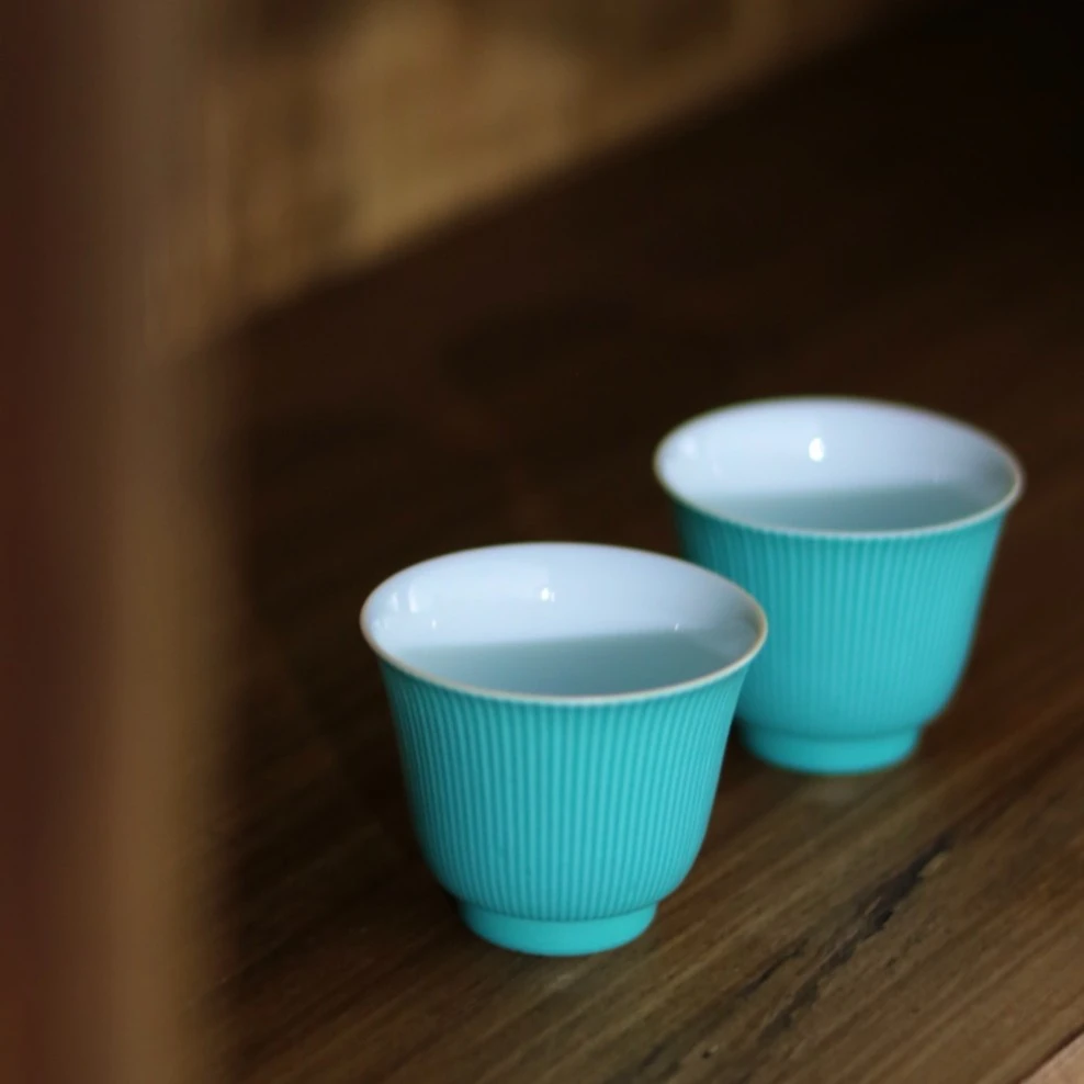松石绿陶瓷品茗杯景德镇手工主人杯个人杯单杯茶杯功夫茶具小茶杯