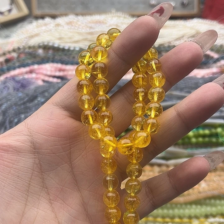 玛瑙/玉髓珠宝半成品未镶嵌一条8mm左右黄阿塞