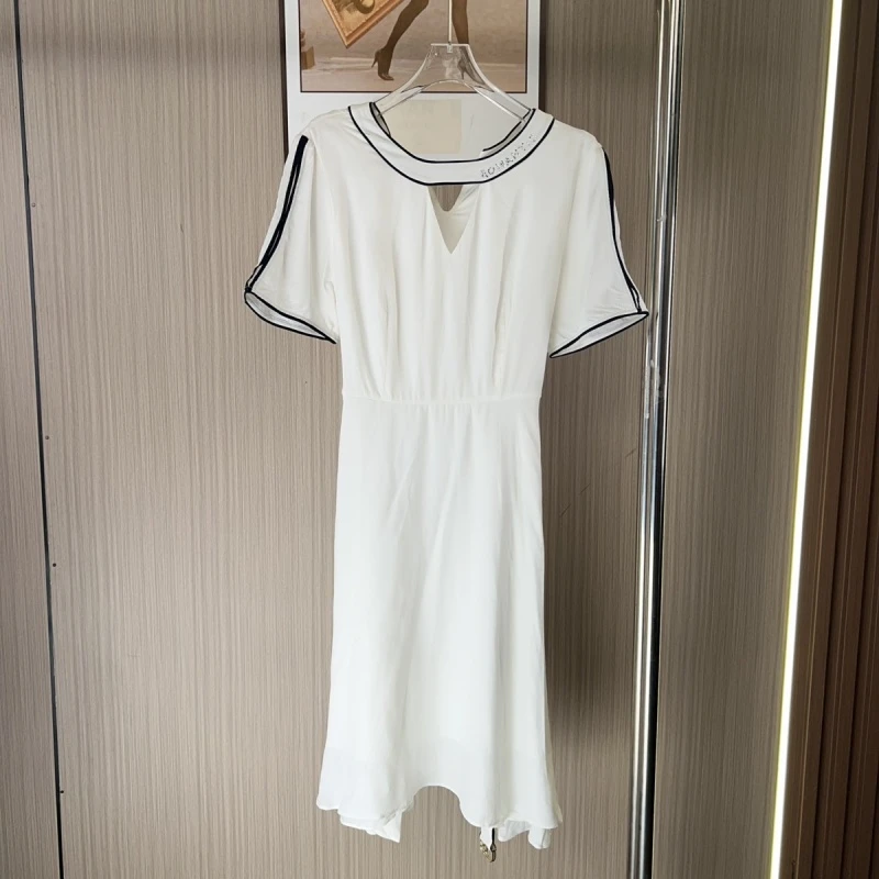 45134撤柜XG法式海军连衣裙百搭白色夏季新款显瘦气质裙子