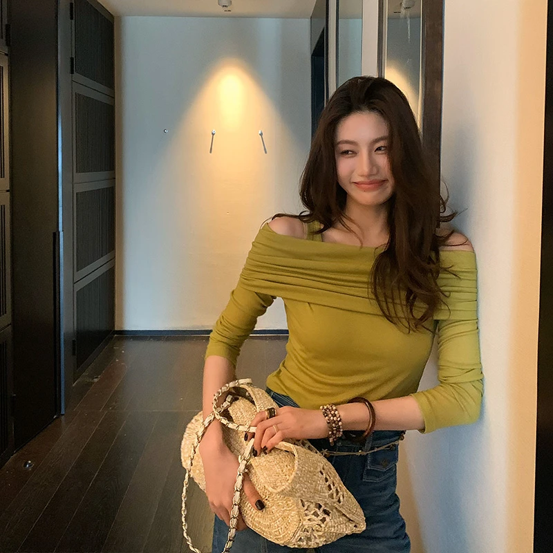 【ALONE SAVOR】 一字领假两件多巴胺天丝羊毛小衫Z175