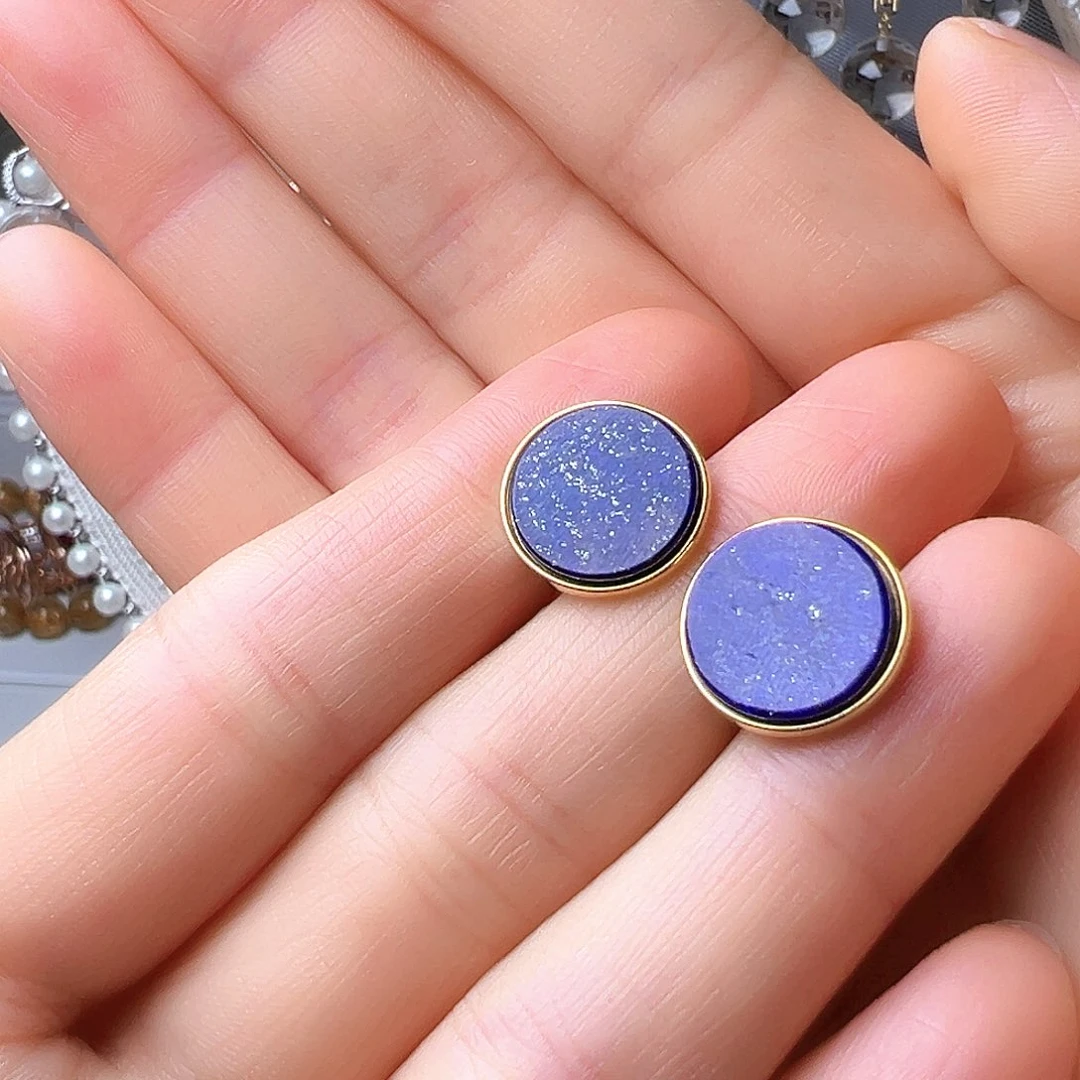 青金石银S925镶嵌耳饰不退不换耳扣不退运费小号