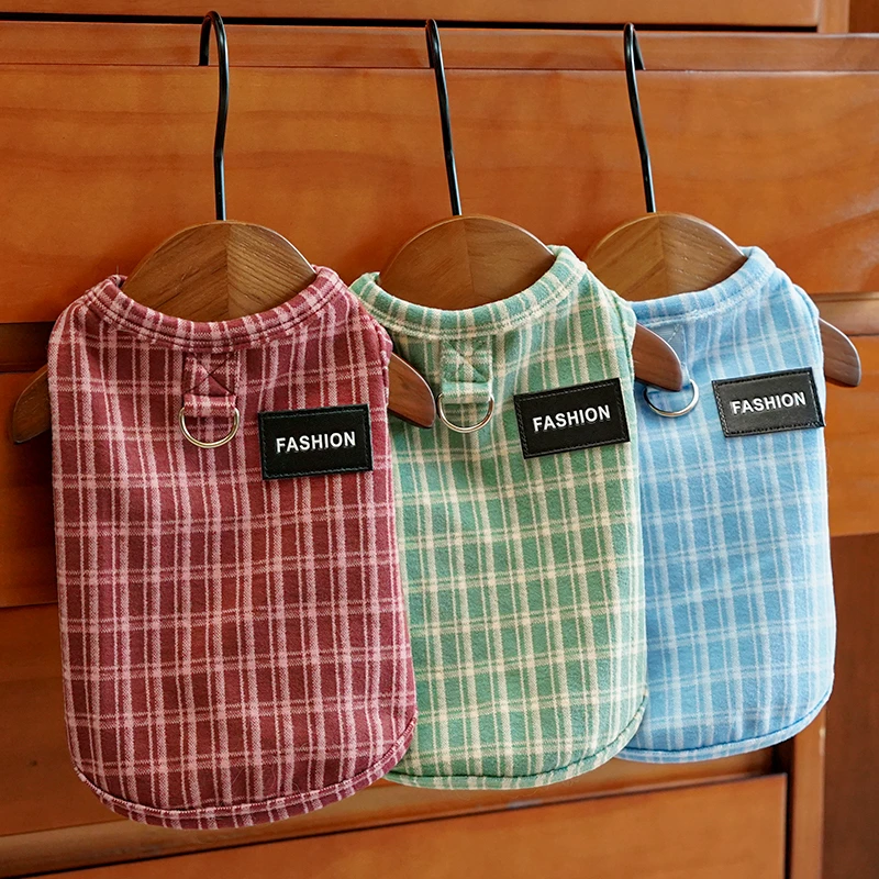 秋冬复古风德绒棉弹力格子黑标宠物狗狗猫衣服饰用品猫咪衣服泰迪