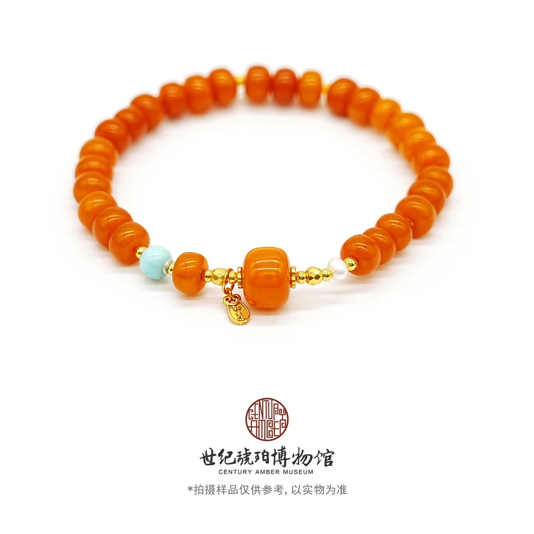 世纪琥珀博物馆老蜡老形+松石手串-17001485