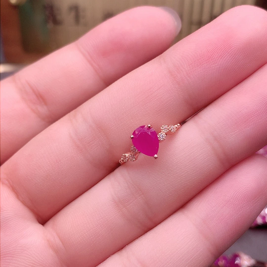 红宝石戒指银S925镶嵌