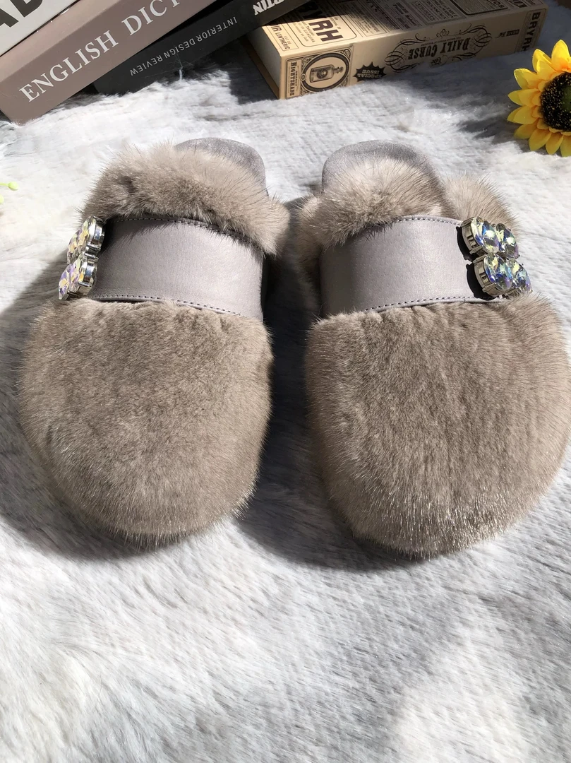 银蓝本色大珍珠扣件半包勃肯拖鞋舒适百搭时尚