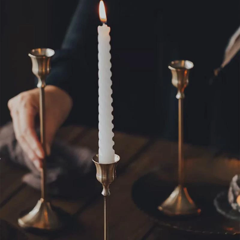烛台法式复古典黄铜色家用摆件浪漫烛光晚餐婚庆表白道具