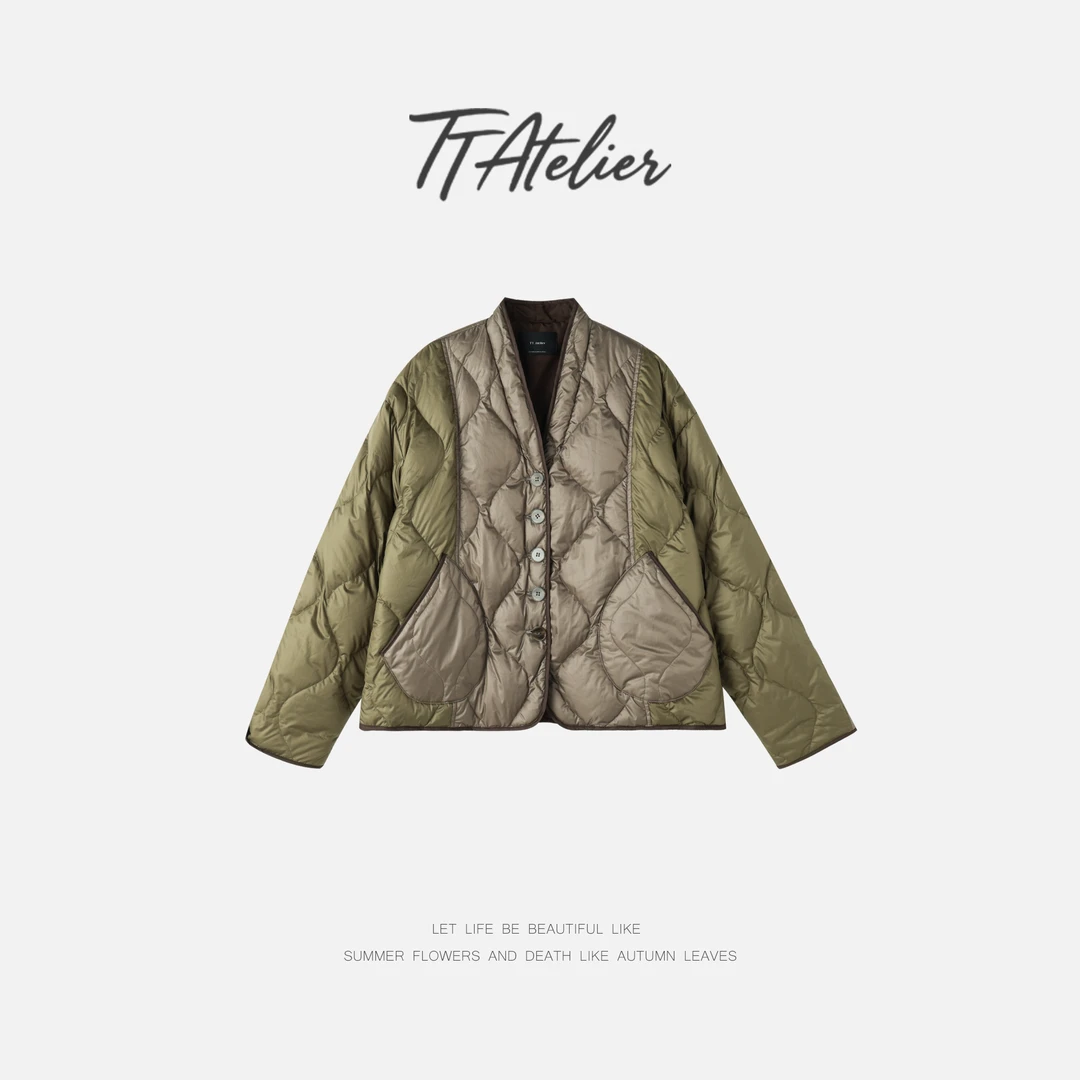 TT设计师【榛果森林】日系文艺感撞色设计白鹅绒羽绒服TT191674