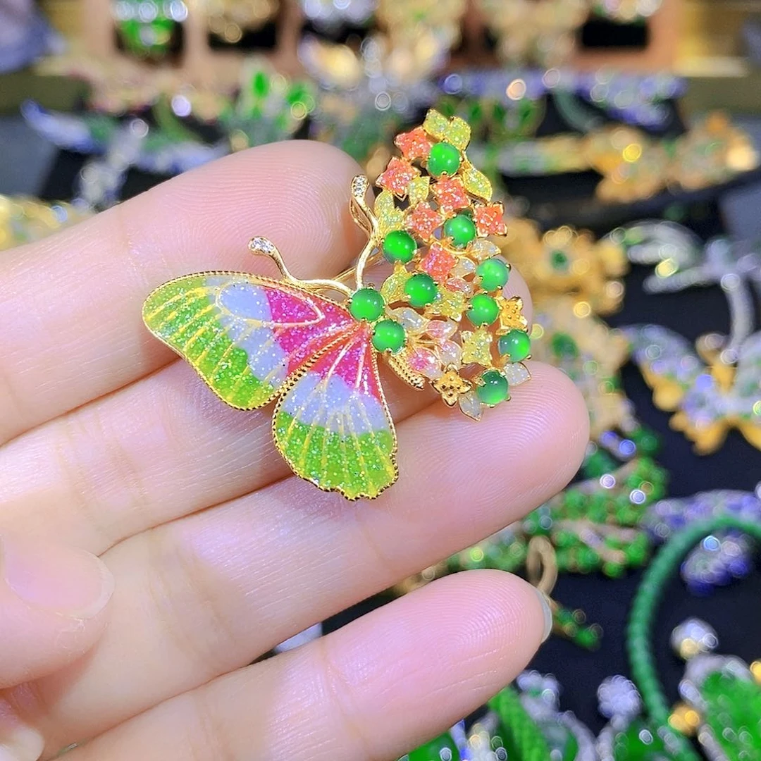 吊坠(不含链)银S925镶嵌翡翠