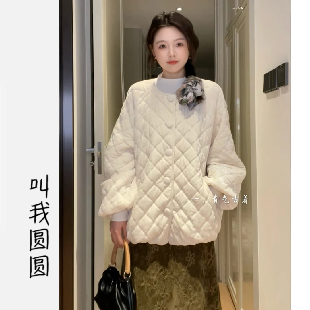 圆圆【长相丝】丝绒质感宽松棉服外套 YY 12271