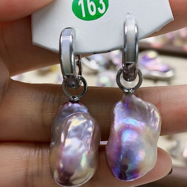 银S925镶嵌耳饰淡水珍珠