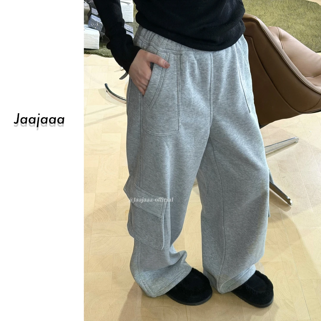 Jaajaaa梨云梦远  小众简约百搭通勤日常工装设计口袋直筒裤/ACI