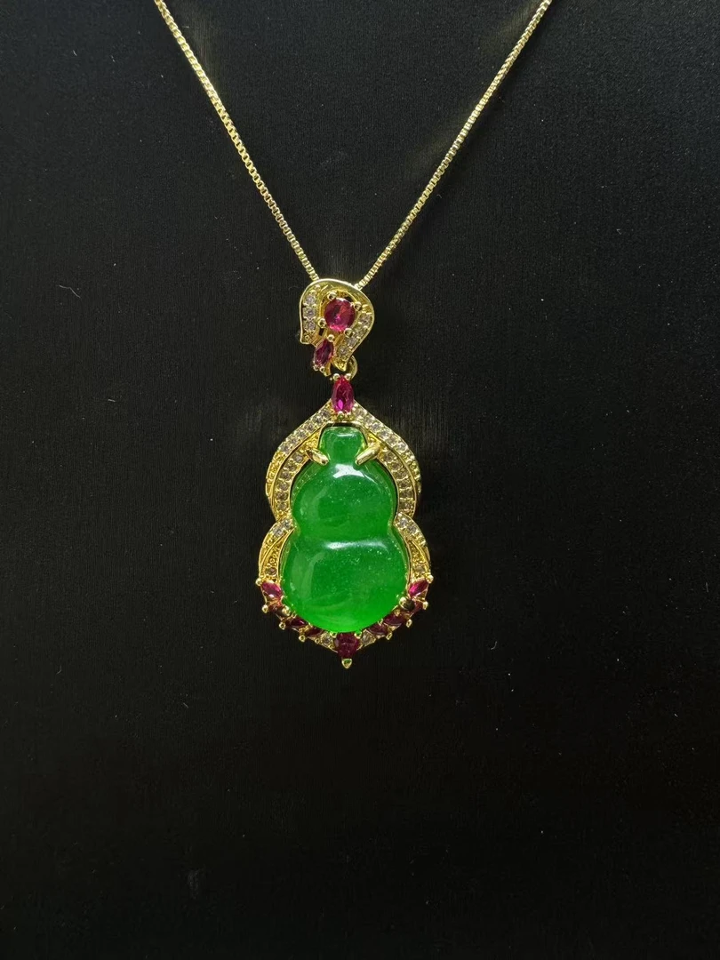 翡翠福禄14k镶嵌时尚吊坠