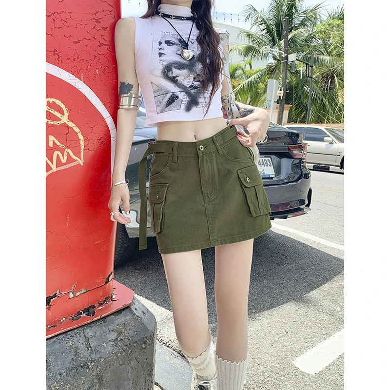 2025秋天上新美式工装牛仔短裙新款字裙显瘦包臀裙裙裤