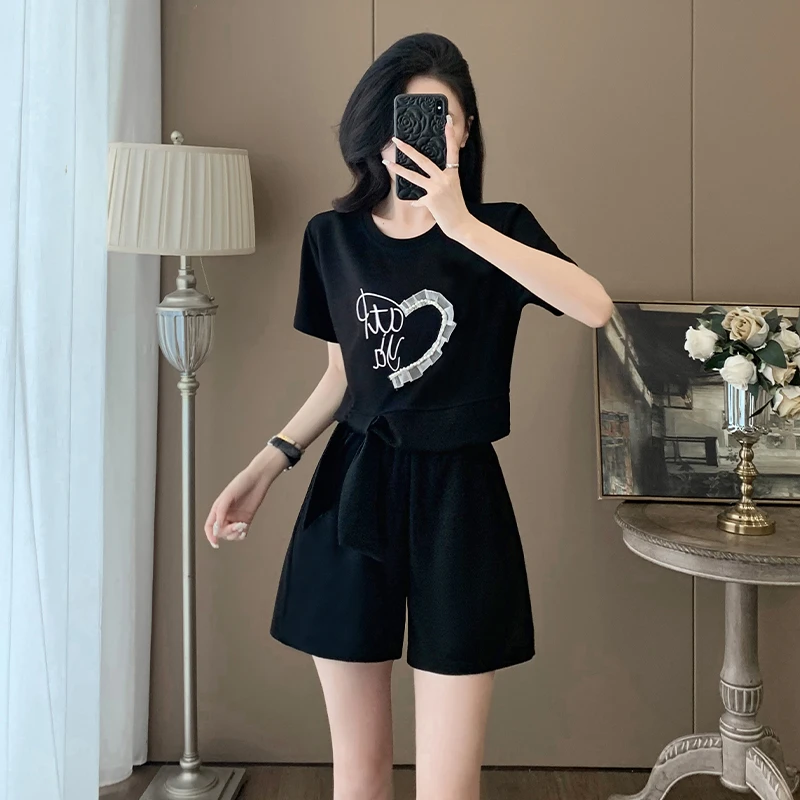 休闲套装女装2025夏季新款显瘦气质减龄洋气小个子短袖短裤两件套