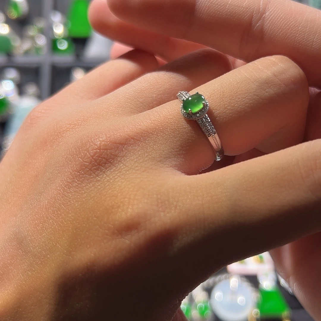 翡翠银S925镶嵌戒指