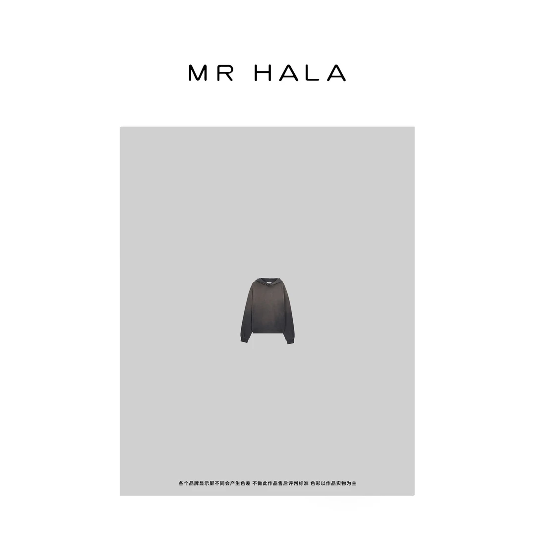 MRHALA 岱融石磨染色字母兜帽卫衣女 LW70712