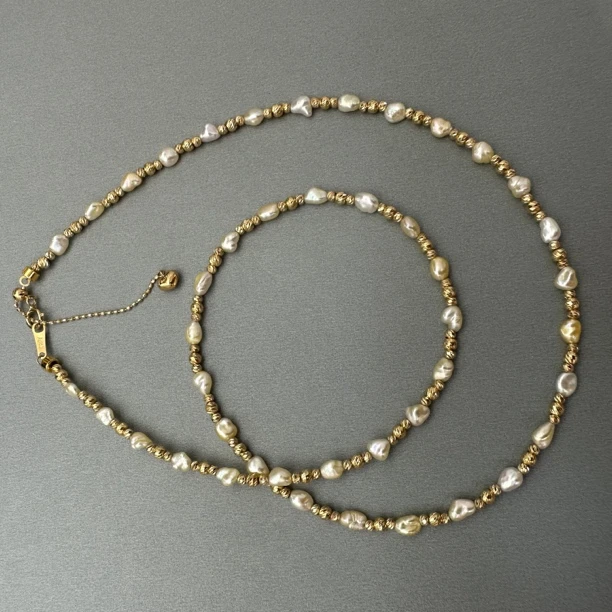 18k金金珠keshi无核海水珍珠项链 无暇 精致百搭温柔