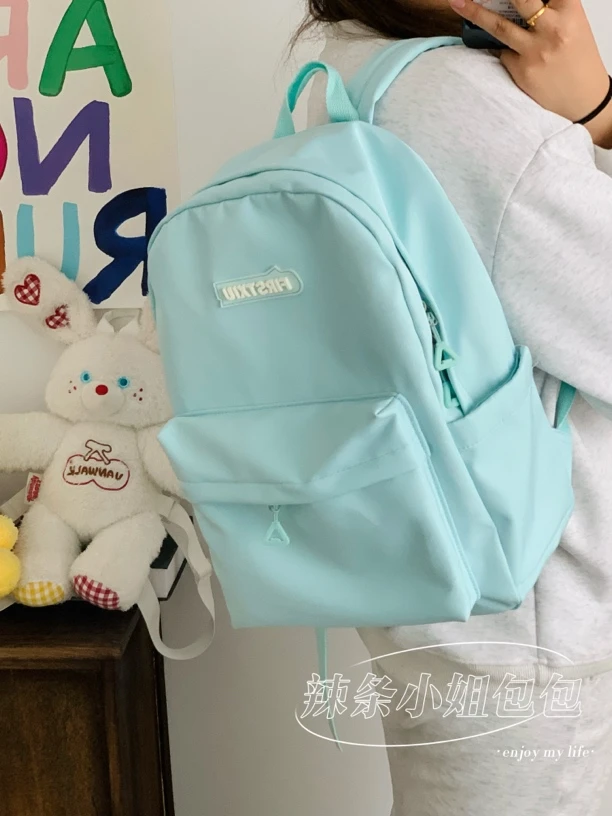 新款高颜值ins风初中生大学生女生简约书包女双肩包大小号大容量