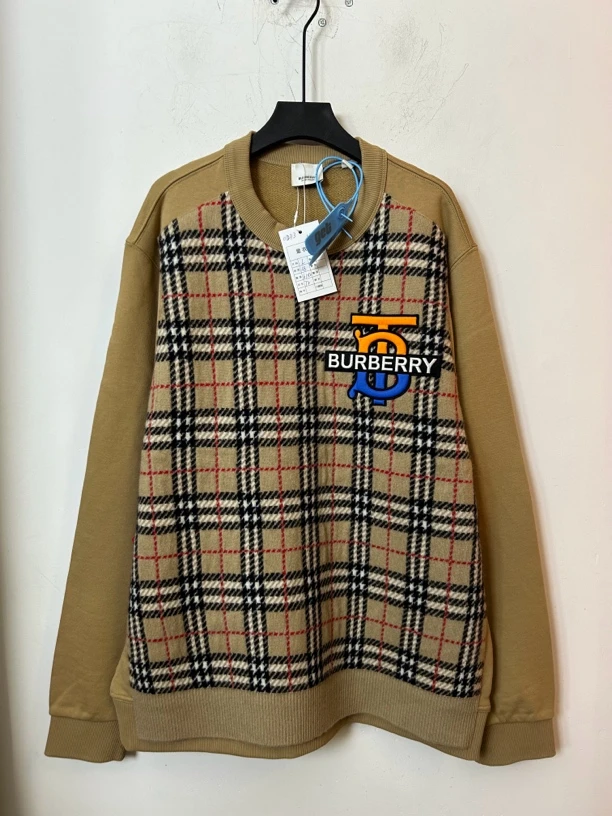95新 BURBERRY/博柏利 Burberry卡其色格纹毛衣95新