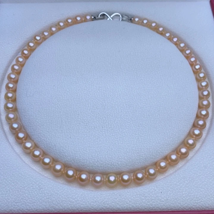 淡水珍珠未镶嵌颈饰无核 香槟色