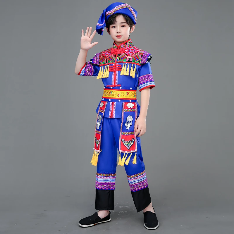 三月三儿童民族演出服苗族葫芦丝傣族表演服装壮族舞台服装男女童