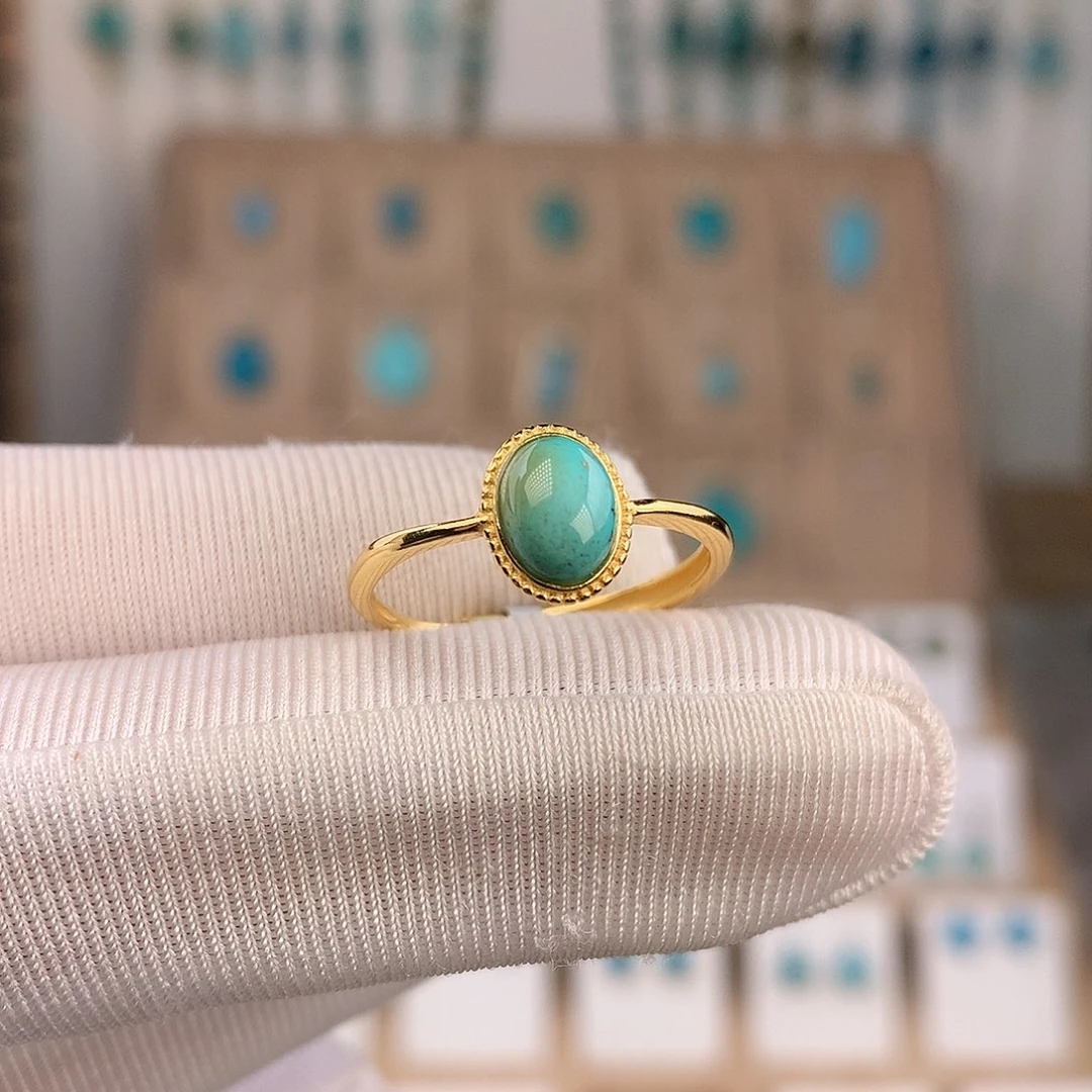 绿松石银S925镶嵌戒指