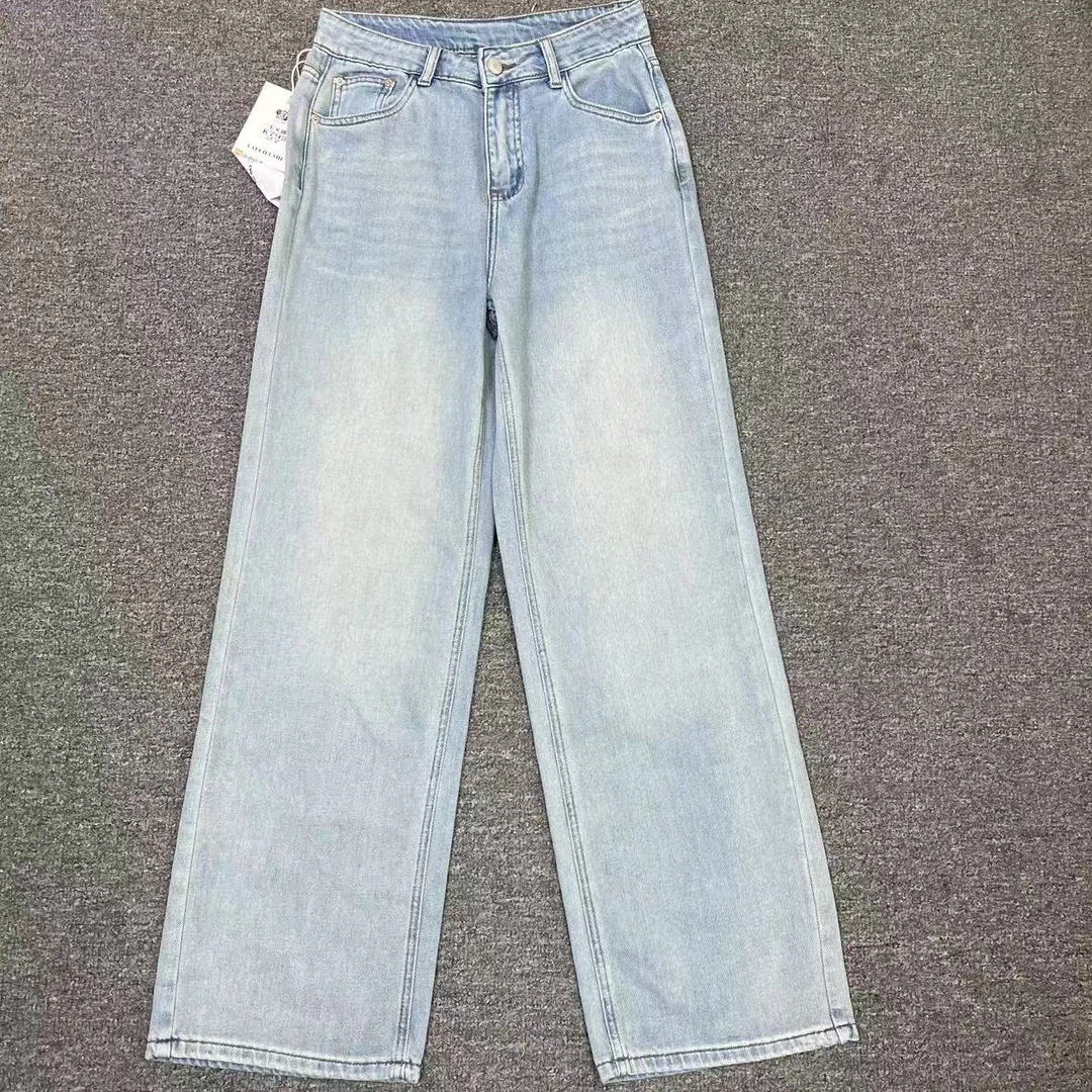 792夏季女款后裤兜蕾丝边直筒裤千子