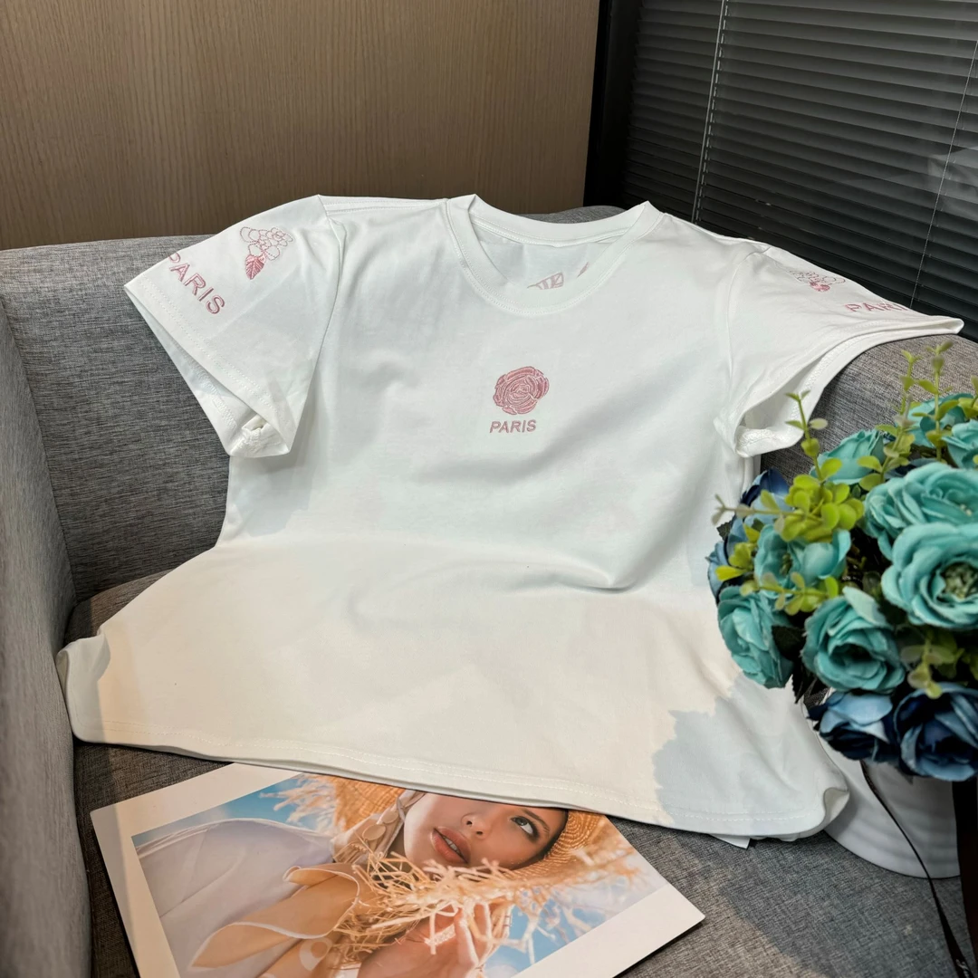 【橘子定制】新款百搭轻奢刺绣短袖女H6092