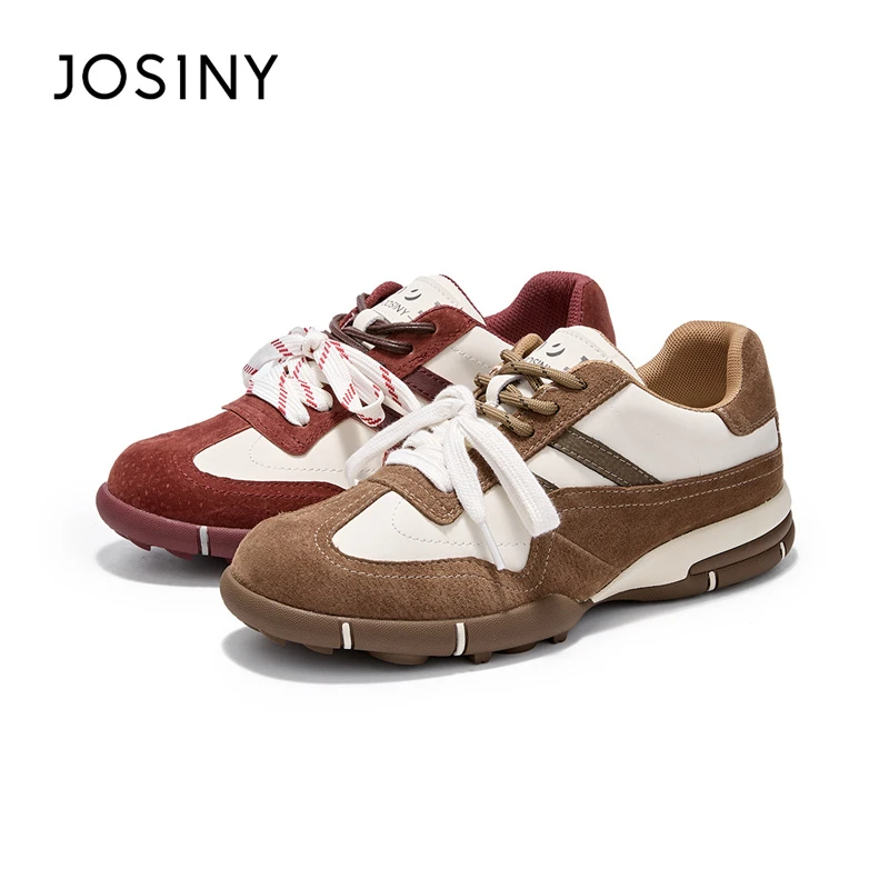 卓诗尼复古德训鞋女款2025春季新款休闲爆款安可拉红色双鞋带女鞋