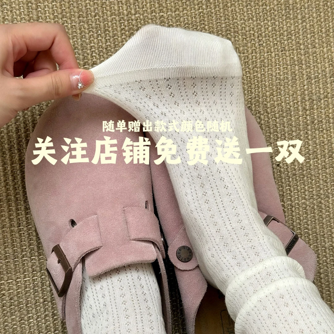 卷边堆堆袜子女长袜ins潮棉质春秋日系jk镂空网眼纯色夏季中筒袜