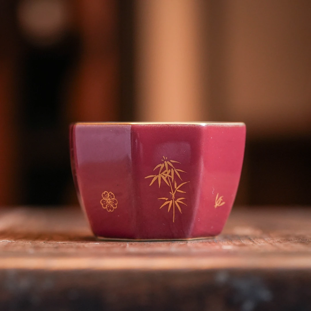【静姐小院】玫瑰红蝶恋花-华隐堂-八方杯（华隐S0828）