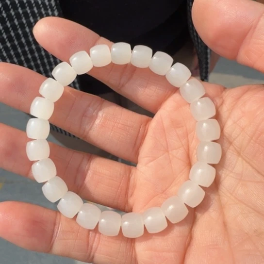 和田玉手链未镶嵌新疆羽田冰羊脂卡8无包容