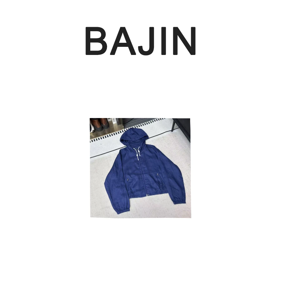 B2362【夏季新品纯亚麻连帽短外套抽绳】时尚休闲轻奢女装