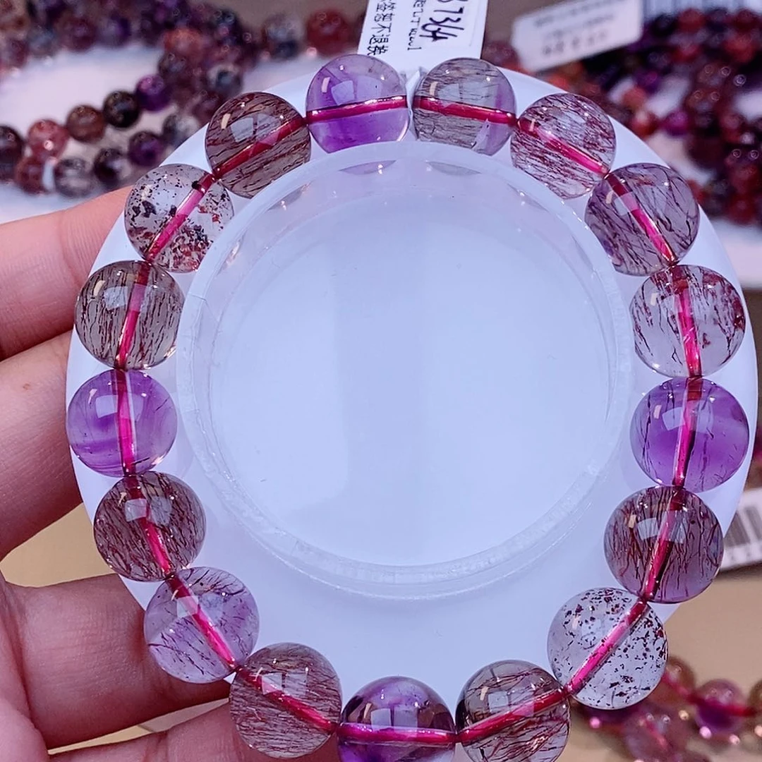 未镶嵌手链水晶黑加侖超七12+m