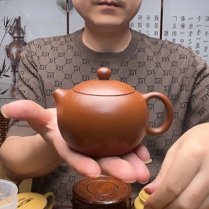 茶壶紫砂原矿朱泥全手工西施210毫升