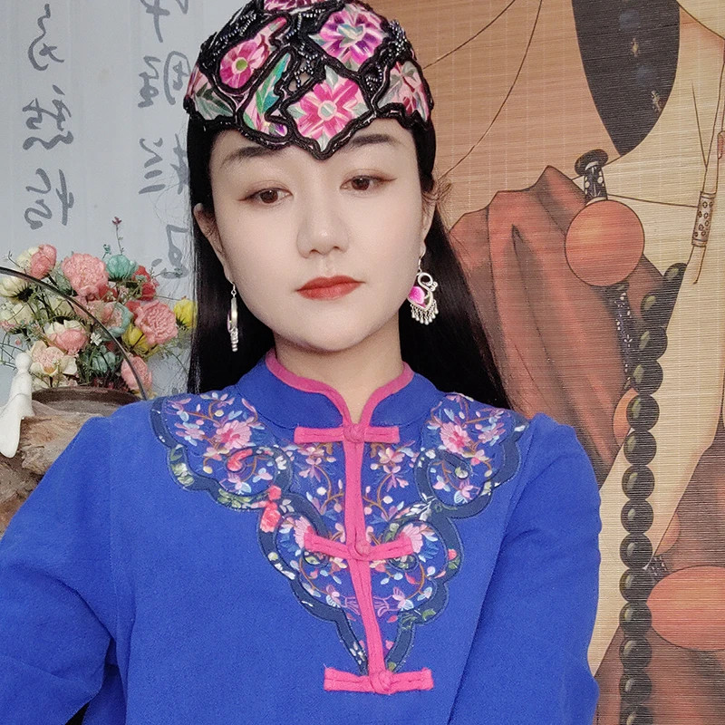 姑苏城原创设计-民族风老绣发箍帽324